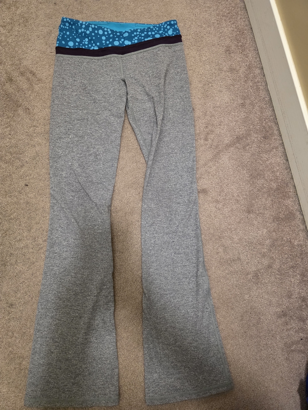 Ivivva Gray Flared Leggings with Teal Printed Waistband